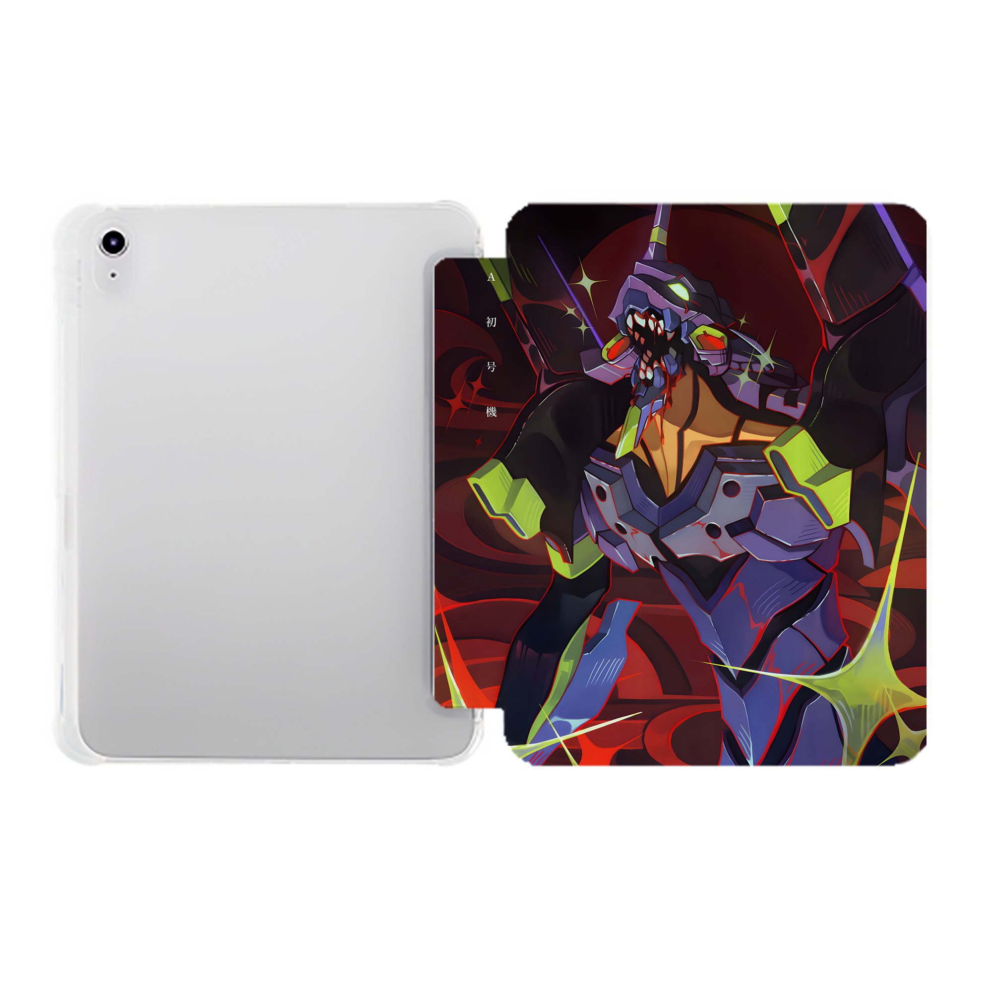 （画像用） EVA 新世紀エヴァンゲリオン IPad ケース ペン収納付き 三つ折りスタンド PUレザー×シリコン 対応機種9.5/10.5/10.9インチ